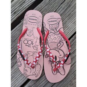 Havaianas Disney Flip Flops Ft Minnie Mouse & Pixar Characters Adult Sz 7/8